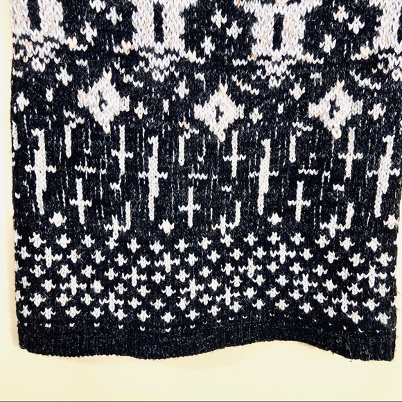 Free People Sustainable Black & White Wool Angola Blend Coop Neck Sweater Dress - Picture 8 of 16